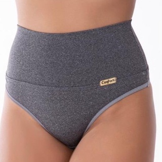 Kit 3 Calcinha Cinta Abdominal Modeladora Fio Ou Tanga Duplo Cós Alto Forro 100% Algodão Cinta Fio