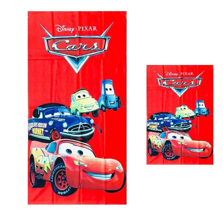 Toalha Banho + Toalhinha Mão Rosto Carros Cars Macqueen Banho Praia Natação Infantil Criança Adulto