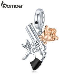 Bamoer 100% Prata 925 Pingente Estilo Gótico Fit Charme Pulseiras Jóias Fazendo Acessórios De Moda Bsc470