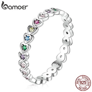 Bamoer Anel De Dedo De Prata 925 Com Zircão Colorido / Bijuteria Da Moda Para Mulheres / Presentes Scr752-6
