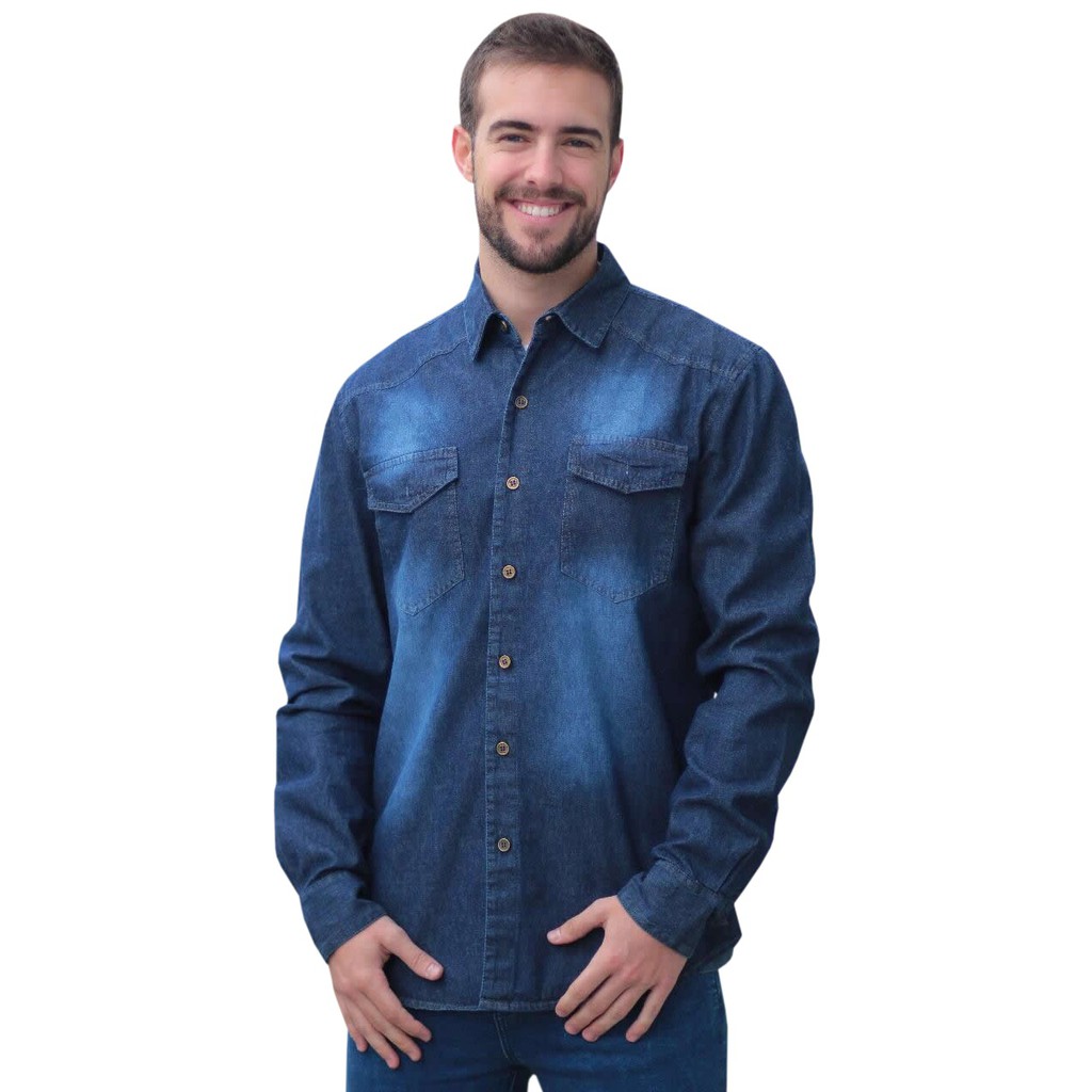 camisa jeans masculina xgg