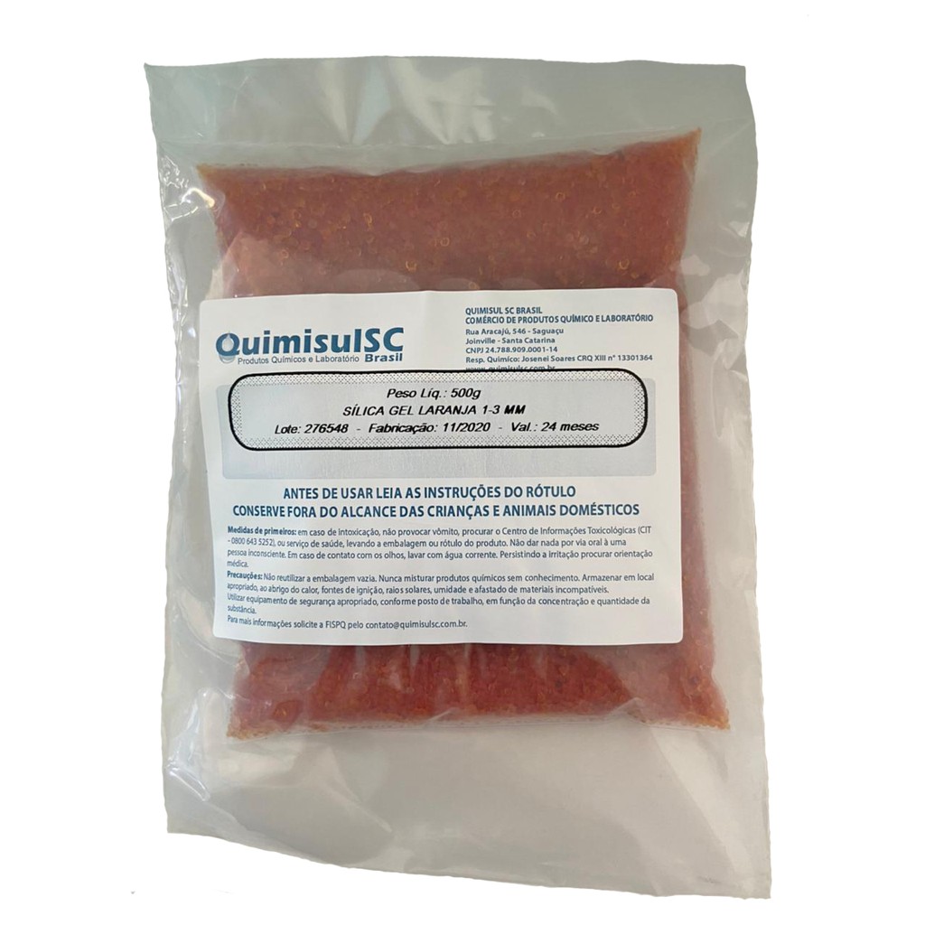 Sílica gel laranja 1-3 mm  pacote 100g