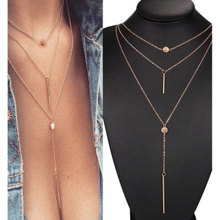 colar/Colar Múltiplo De Três Correntes Com Pingente em Oferta na Shopee