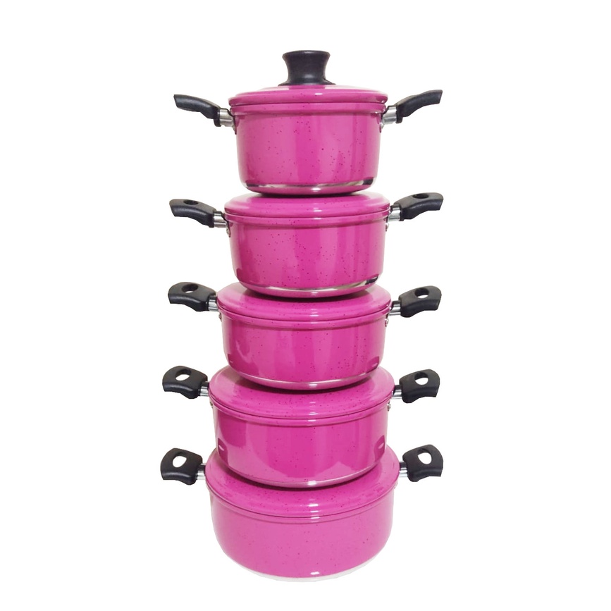 Jogo 5 Panelas Alumínio Grosso Resistente Rosa Pig Belmar