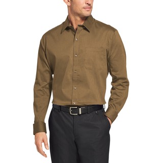 Camisa Social Masculina Manga Longa Marrom Amarelado Bom Pano - Marrom Amarelado