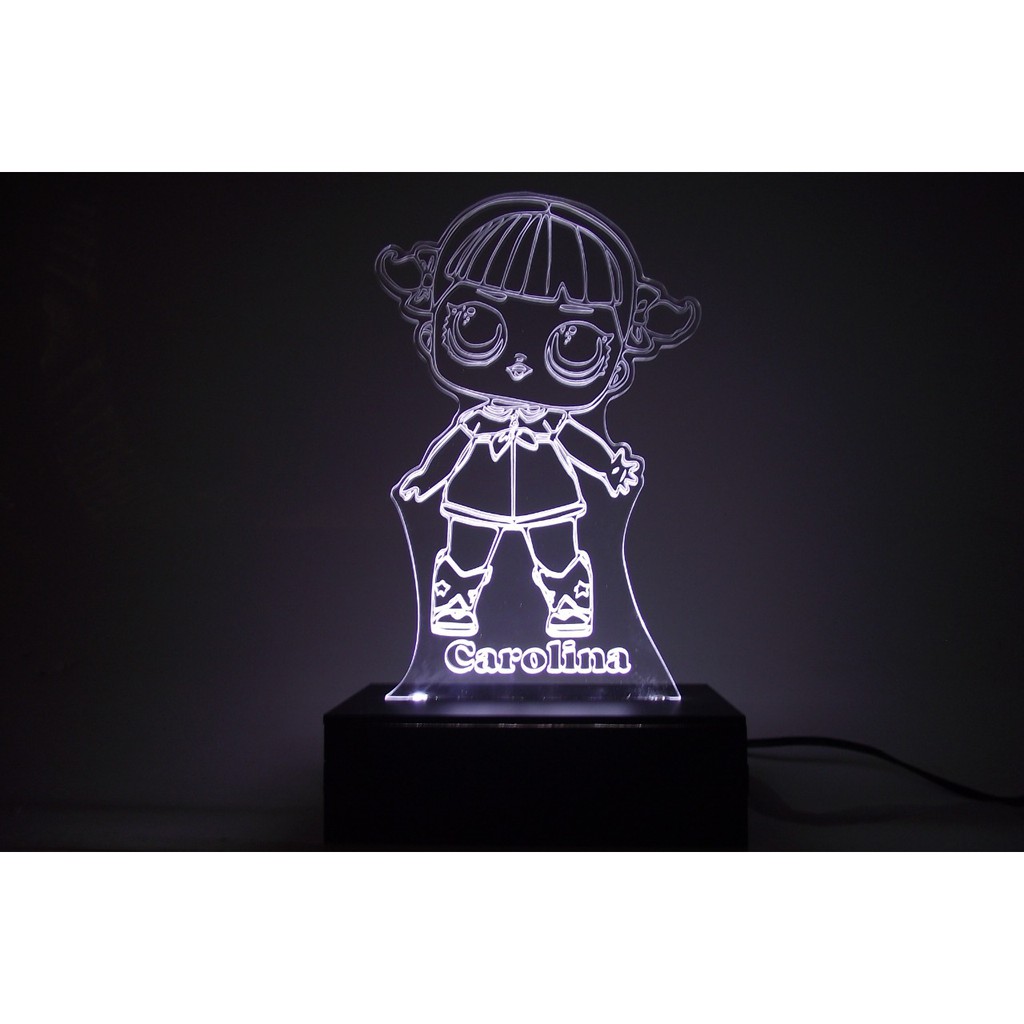 Luminária abajur decorativo led Lol personalizada com seu nome