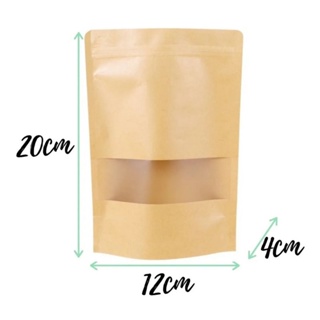 Saco Kraft Stand Up Pouch c/ Visor Zip 12x20x4 c/ 50 unidades em Oferta na Shopee