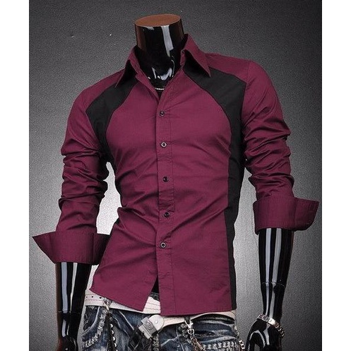 Camisa Social Masculina Vinho Manga Longa Slim Fit Duas Cores Bordô Marsala Não Desbota Envio Rápido