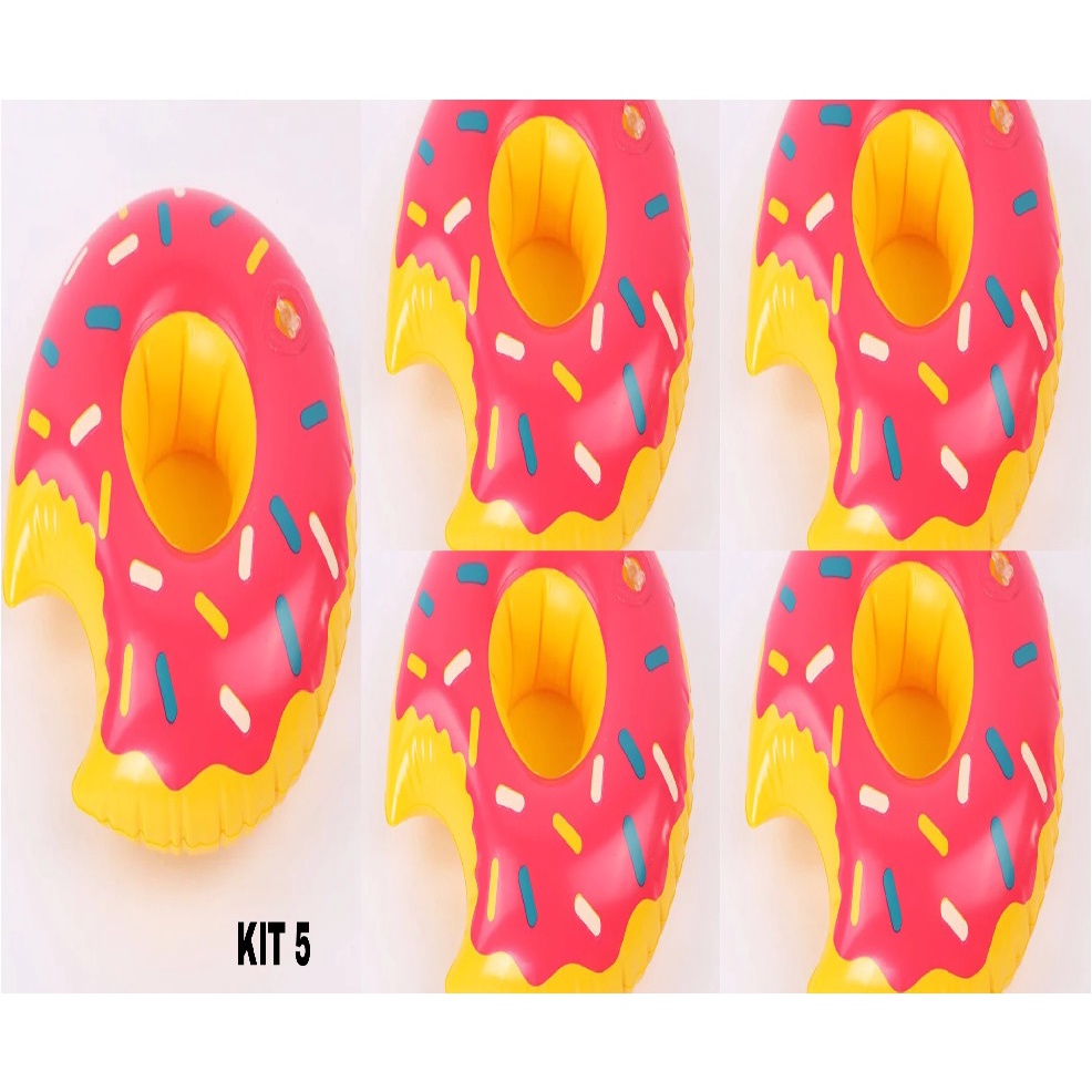 Kit 5 Boias Porta Copo Donuts Rosa Granulado BO14785