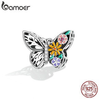 Bamoer Contas De Prata 925 Flor & Borboleta Moda Charme Para Diy Acessórios Pulseira BSC588
