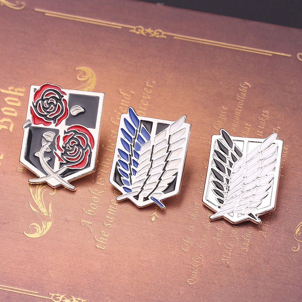 Ataque Em Titã Broche Pinos Asas De Liberdade Freedom Scout Regiment Legi @ @ Ão Survey Recon Corp Eren Emblema Anime Jóias