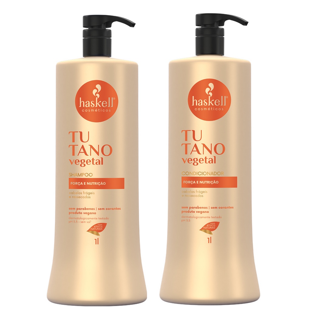 Kit Shampoo + Condicionador Haskell Tutano Vegetal 1 Litro Recupera Cabelos Frágeis e Ressecados