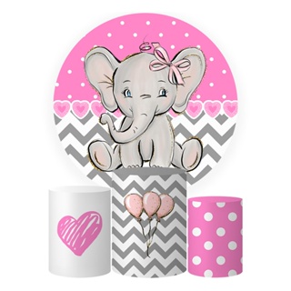 Trio Capas Cilindros + Painel Elefante Baby Rosa Veste Fácil em Oferta na Shopee