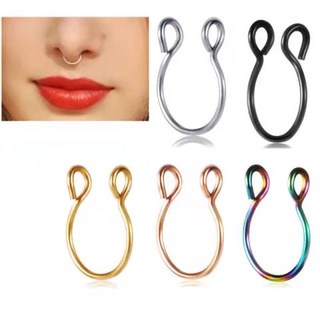 kit 2 peca Piercing fake falso nariz aço inoxidável cirúrgico pressão não precisa de furo