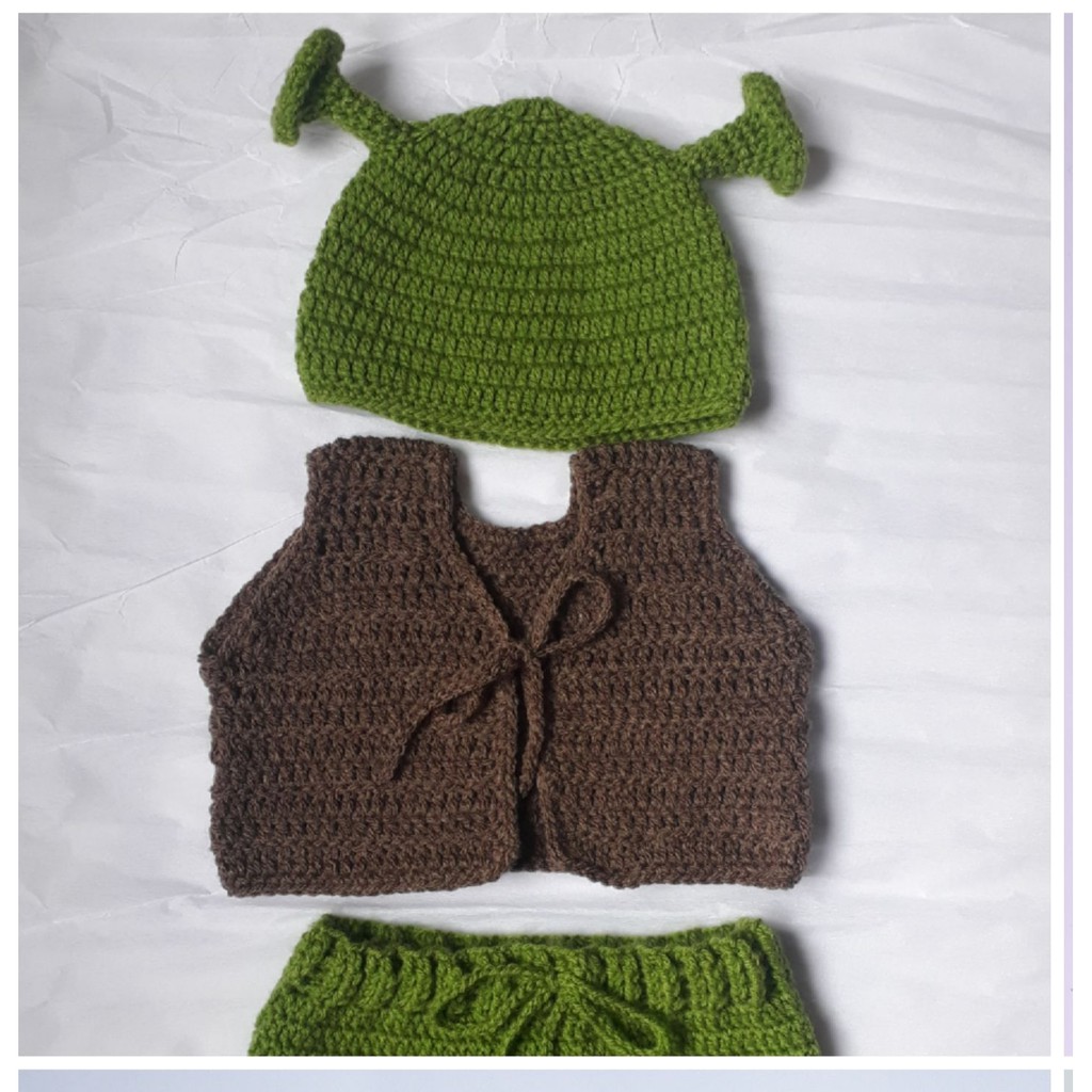 Fantasia Mesversario Shrek Newborn Croche Shopee Brasil