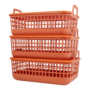 Kit 3 cestos organizadores com alças telados multiuso terracota 9L - Oikos