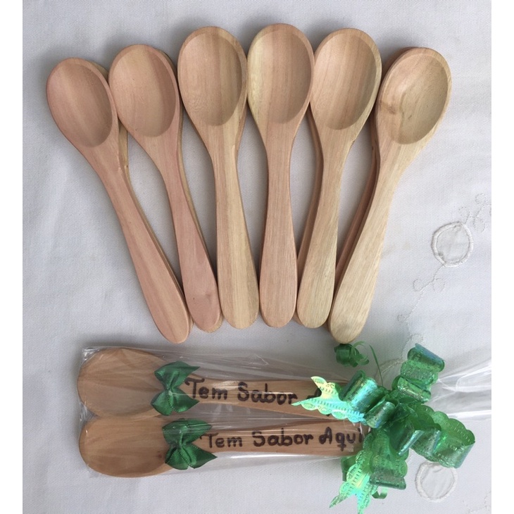 Kit 50pç Mini Colher 16x3,5cm Pau Espátula Madeira Lembrança Chá ...