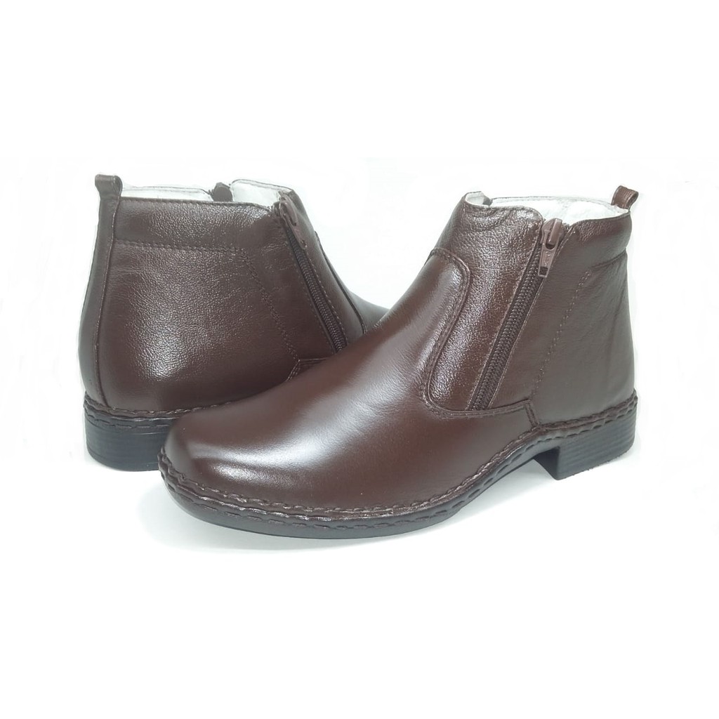 Botina Social Antistress Ortopédica Couro nobre pelica Fechamento Zíper Conforto