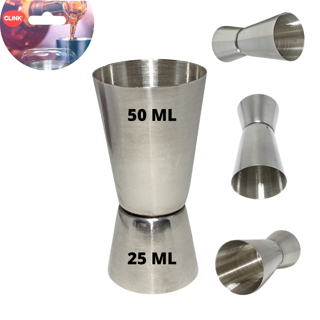 Dosador Medidor Inox Bebidas Duplo 25ml 50ml Medidor Drink Vodka Gin Coquetel Whisk Bar Tender