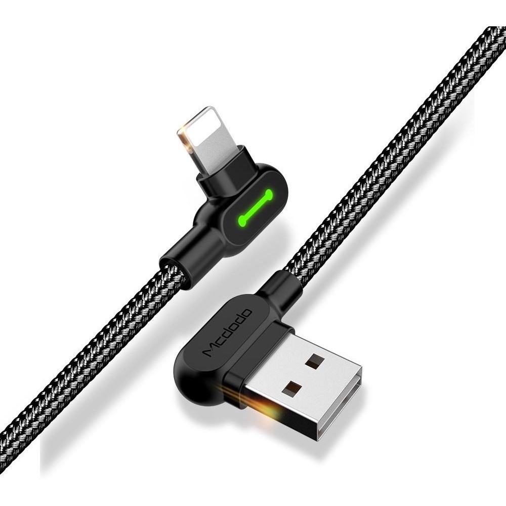 Cabo Carregador Usb Led P/ iPhone Lightning 90 Graus 2.4a 3metros