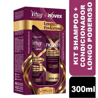 Kit Shampoo 300ml + Condicionador 300ml Longo Poderoso Vitay Novex Embelleze