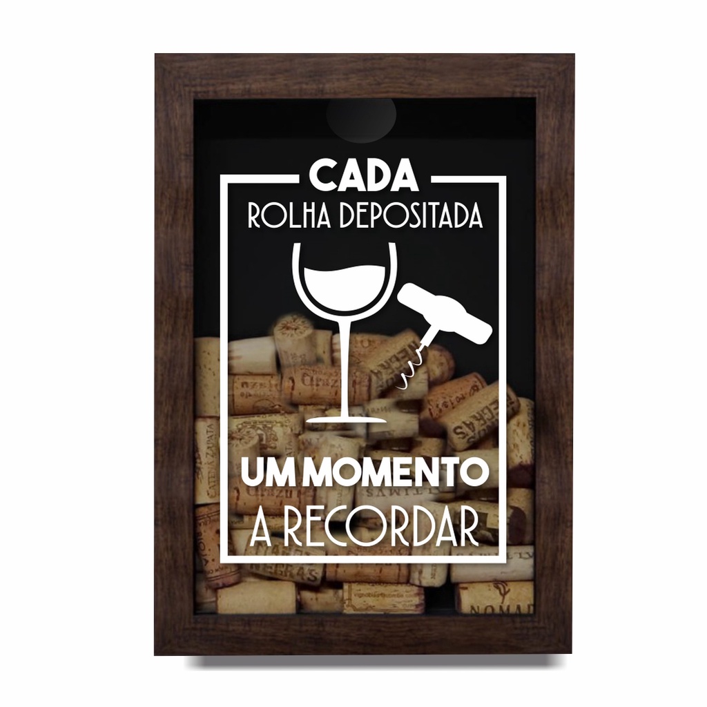 Quadro Porta Rolhas de Vinho e Champagne Decorativo Moldura de Madeira 32cm x 22cm em Estoque