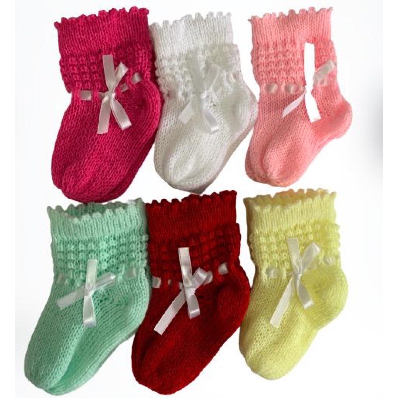 Meia de tricô bebê feminino