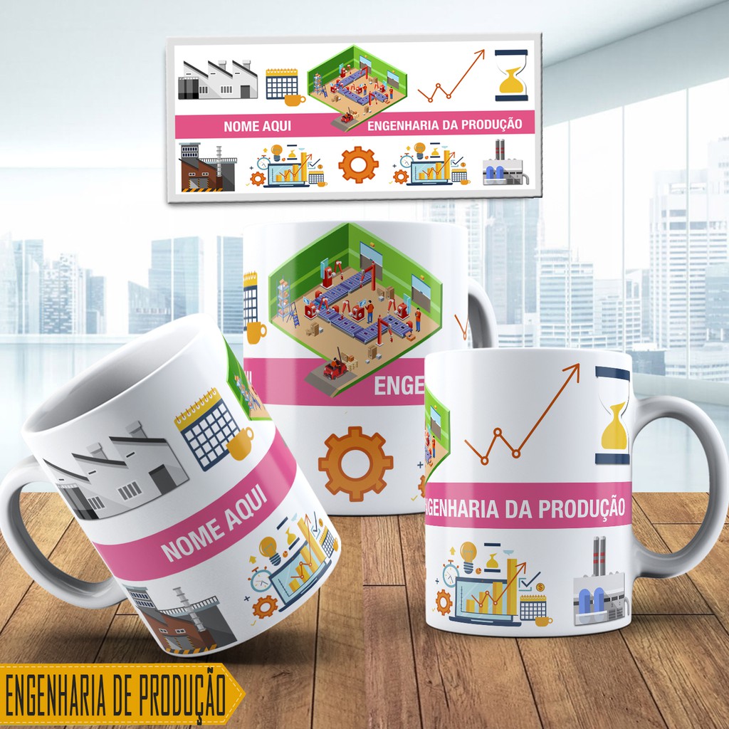 Caneca Profissões Engenharia de Produção Personalizada