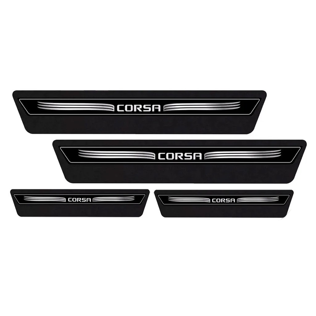 Kit 8 Peças Soleira Adesivo Porta Compativel com Corsa Hatch Sedan - Preto