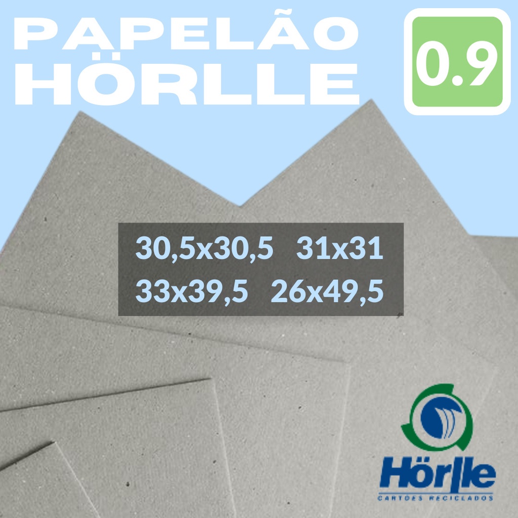 Papelão Holler 0.9mm c/ 12 Unid para Encadernação Cartonagem (Cartão Cinza Hörlle 0.95 mm H55) 0,9 mm - Entre 0.8 e 1mm