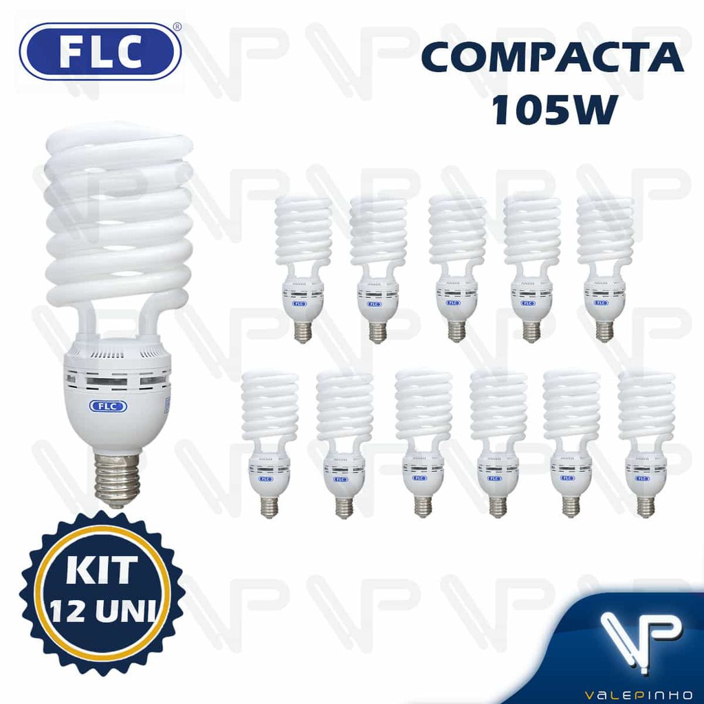 LÂMPADA COMPACTA ESPIRAL 105W 220V 6500K(BRANCO FRIO)E40 HIGH LUMEN TWISTER KIT12