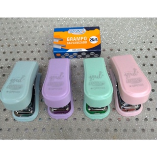 Grampeador Mini para 20 folhas Tons Pastel + 1000 Grampos 26/6 - BRW em Oferta na Shopee