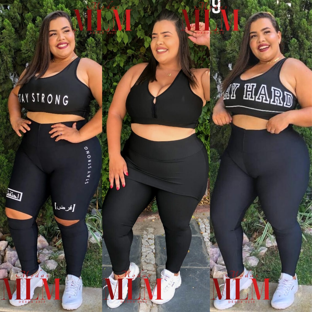 Conjunto Fitness Feminino Calça Legging e Top Roupa Academia Pode