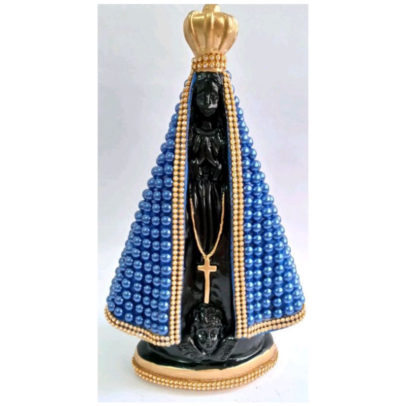 Imagem nossa senhora aparecida 25cm Pérola e strass