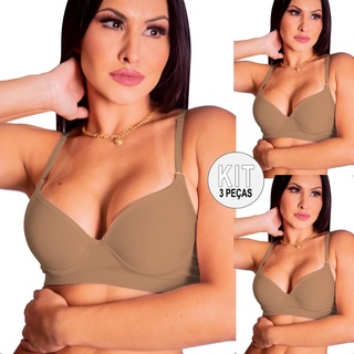 Kit C/3 Sutiãs Reforçado Plus Size Com Bojo