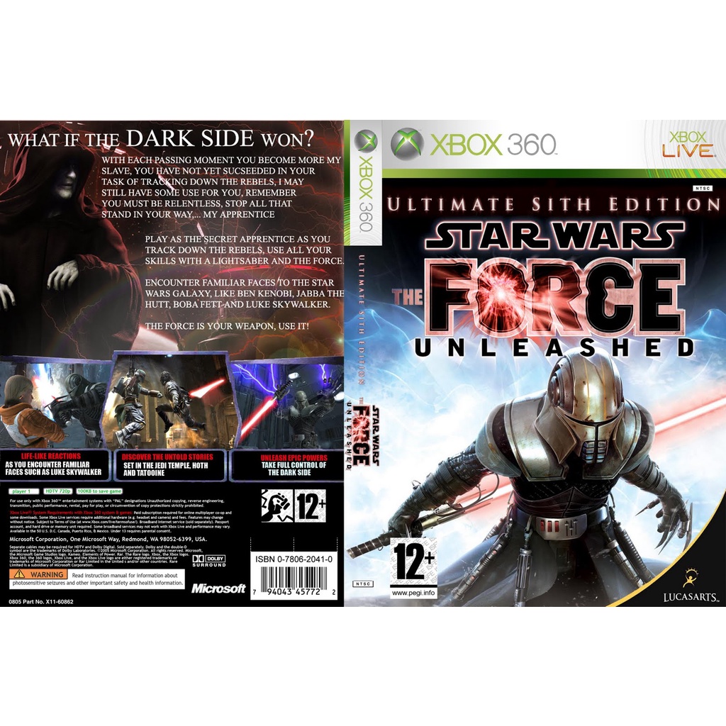 Star Wars The Force Unleashed Ultimate Sith Edition P/ XBOX360 (LTU/LT/JTAG/RGH)