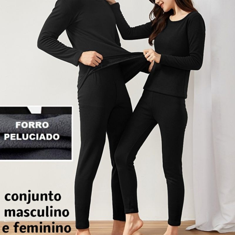 Segunda Pele Conjunto Meia Calça Com Pés E Sem Pés Forrada Com Pelinho Para Adulto Quente Estica Bem