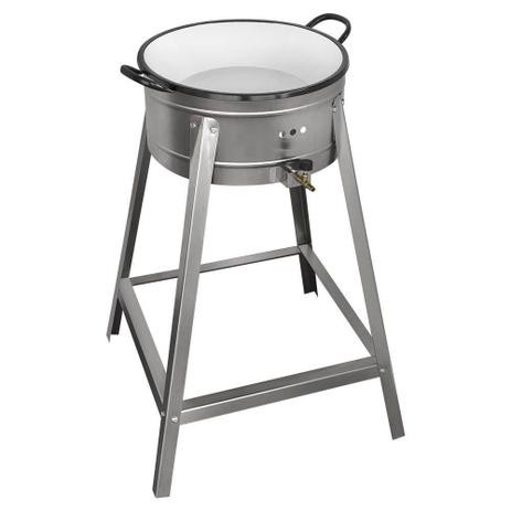 Fritadeira Fritador Pasteleiro Profissional Alta Pressão Inox C/ Tacho Esmaltado Nº22 Batatas Porções Pastel Salgados Kit Gás Incluso