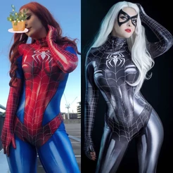Fantasia feminina de aranha para Halloween e festas.
