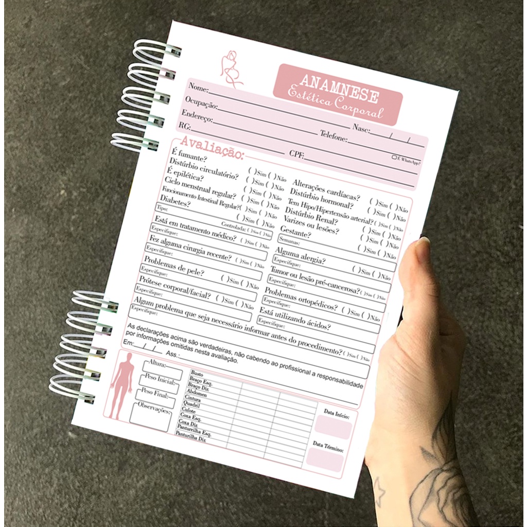 Caderno Anamnese Estética Corporal em Oferta na Shopee