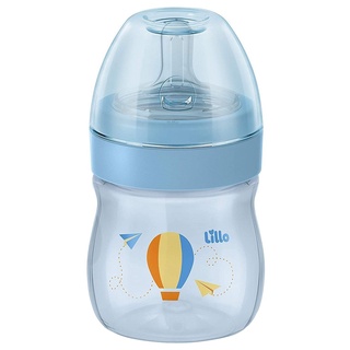 Mamadeira Bebê Silicone Antivazamento 150mL De 0 A 6 Meses Acinturado Anatômico Evolution Azul Claro Lillo
