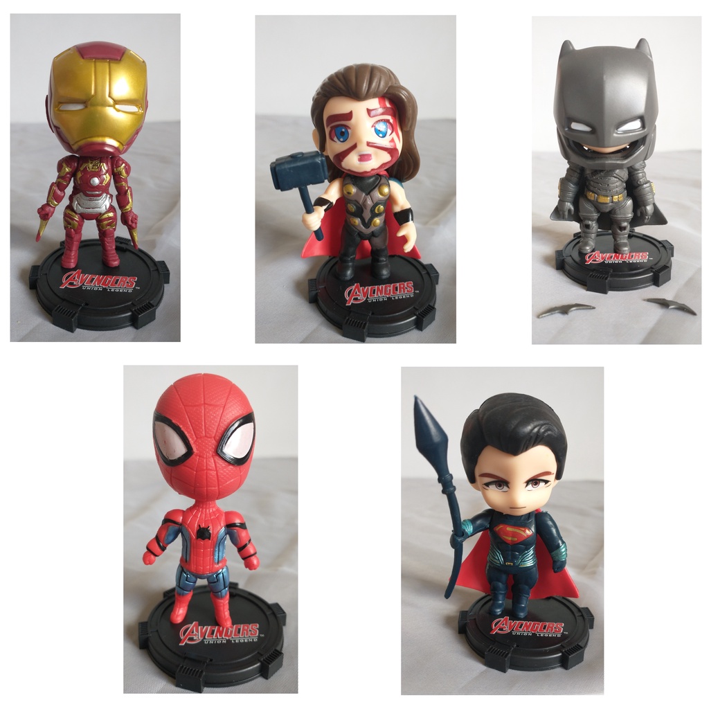 Action Figure Kawaii - Marvel / DC (Superman, Thor, Homem de Ferro, Hulk, Batman) - UNITÁRIO