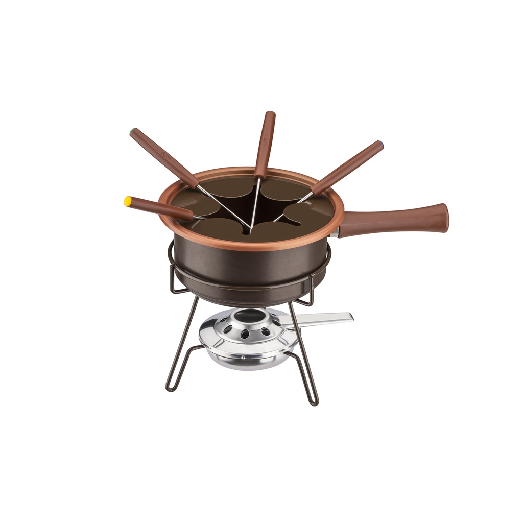 Kit Serviço Fondue Antiaderente Chocolate 7 Peças Forma Inox