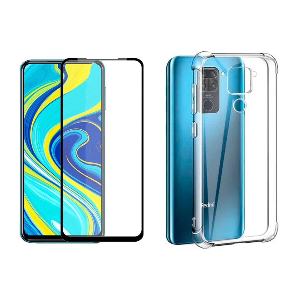 Capa Anti Impacto Redmi Note 9 + Película 3D Frontal Tela Toda Celular Xiaomi Kit Proteção