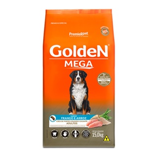 Ração Golden Mega para Cães Adultos de Grande Porte Sabor Frango e Arroz - 15Kg em Oferta na Shopee