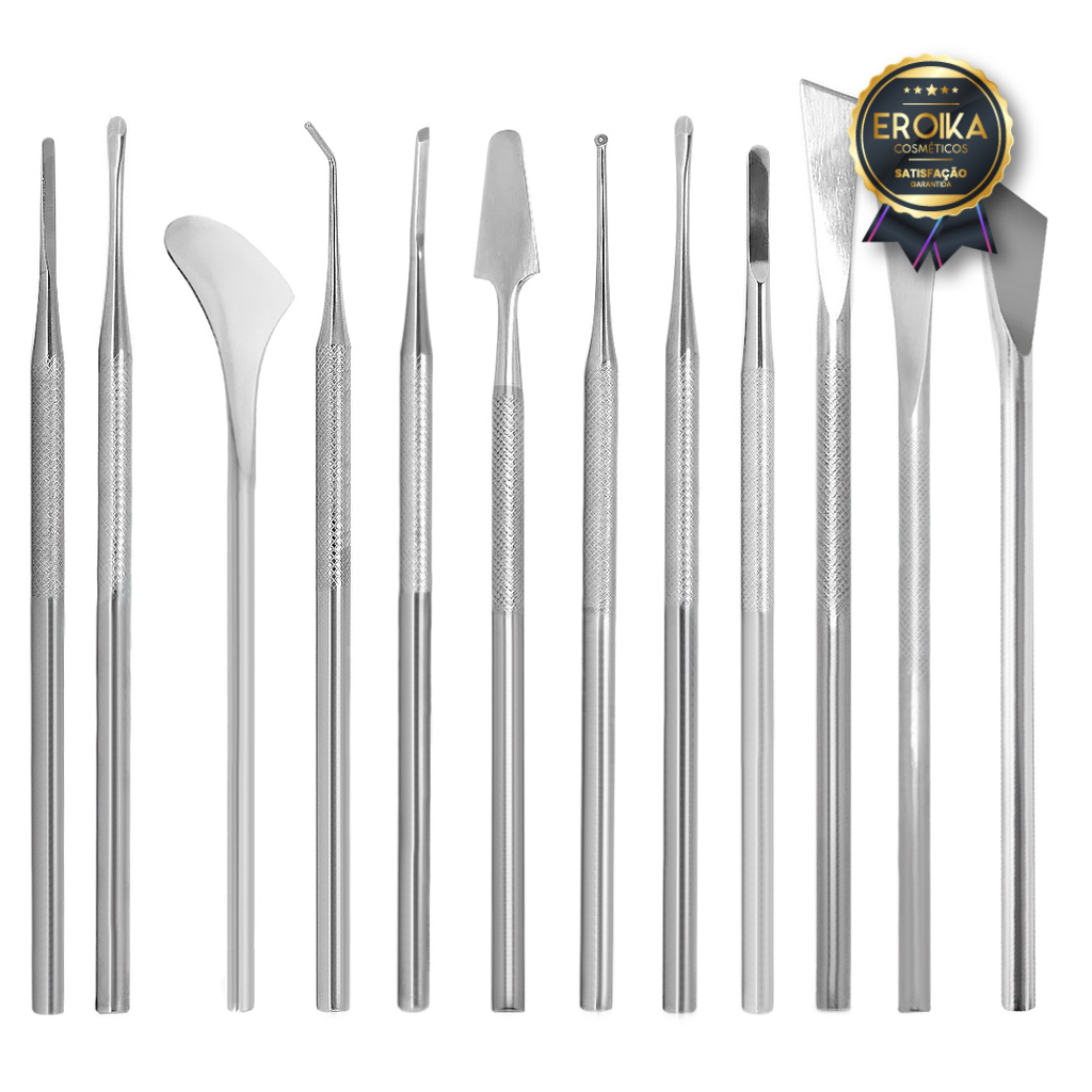 Kit Completo Podologia Manicure Profissional 12 Raspador Nuclear Calosidade Formão Aço Inox Pedicure