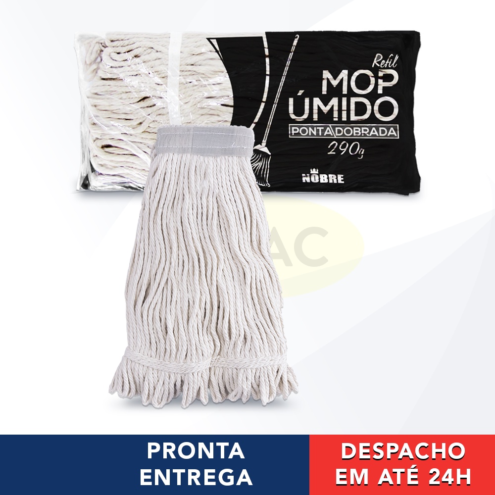 Refil Esfregão Mop Úmido Algodão Ponta Dobrada Limpeza Geral Banheiro Cozinha Casa