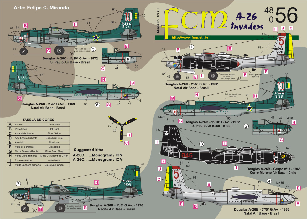 Decal Fcm Avião A-26 Invader Fab 1/48 Decal FCM 48056 Plastimodelismo