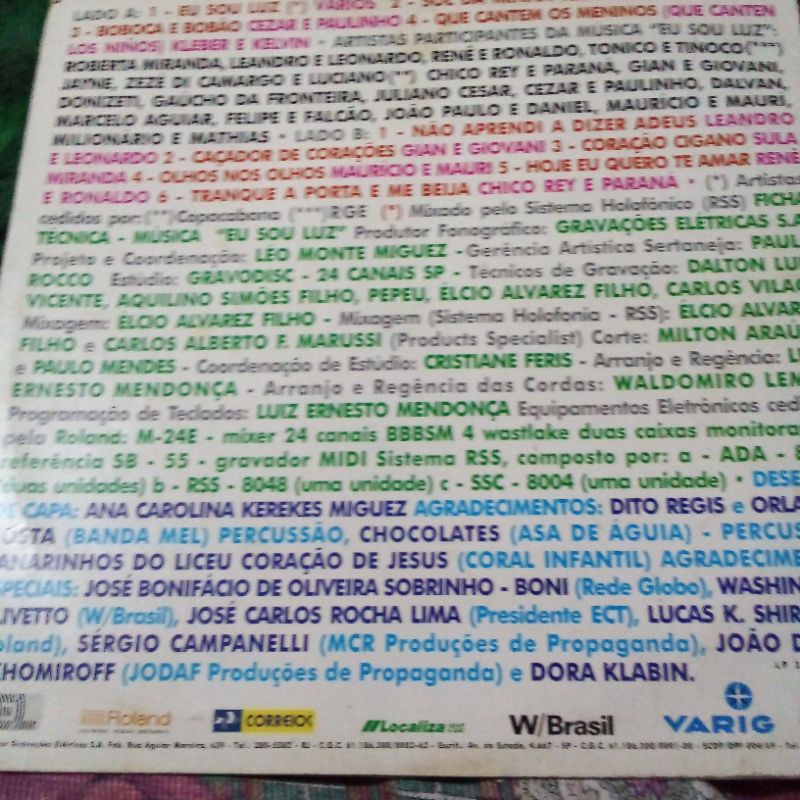 disco Vinil crianca esperança 1992