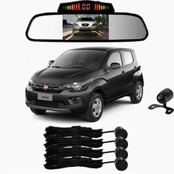 Sensor De Ré + Espelho Camera Ré Fiat Mobi Preto